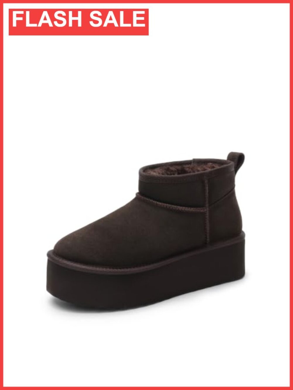 Platform Fuzzy Lined Ankle Snow Boots Suede Faux Fur Winter Water Repellent